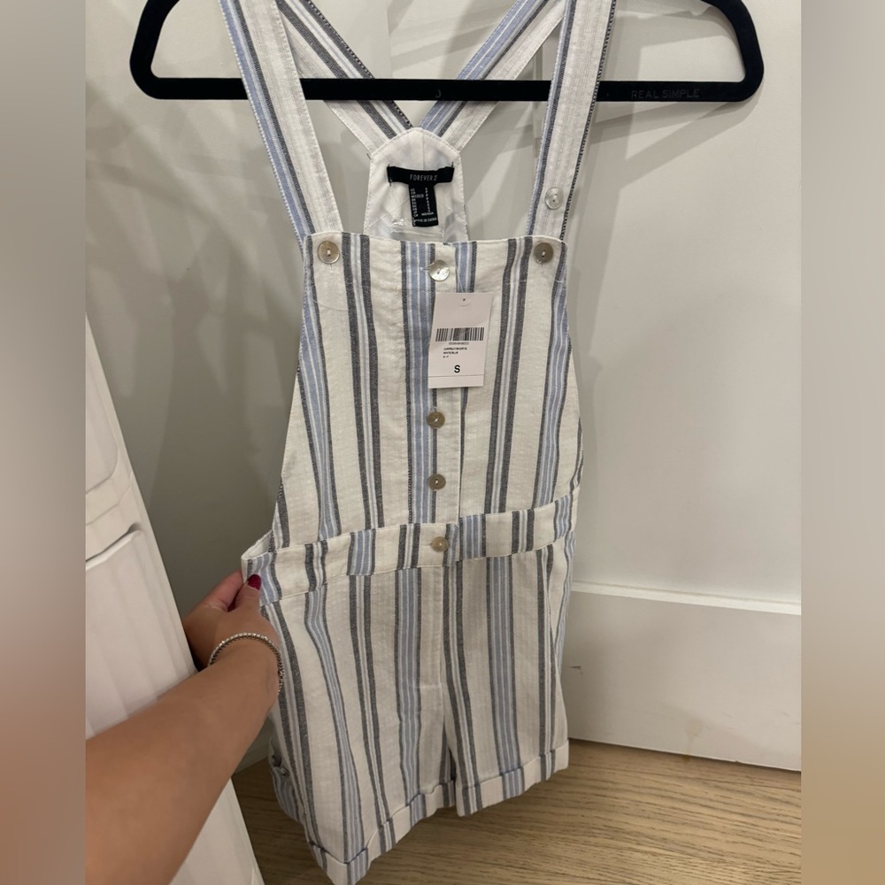 Forever 21 Blue and White Striped Jean Shorts